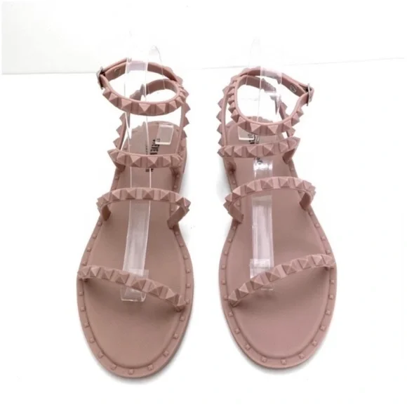 STEVE Madden Transport Blush Travel Jelly Flat Sandals in Nude Beige Size 9 - Picture 6 of 11